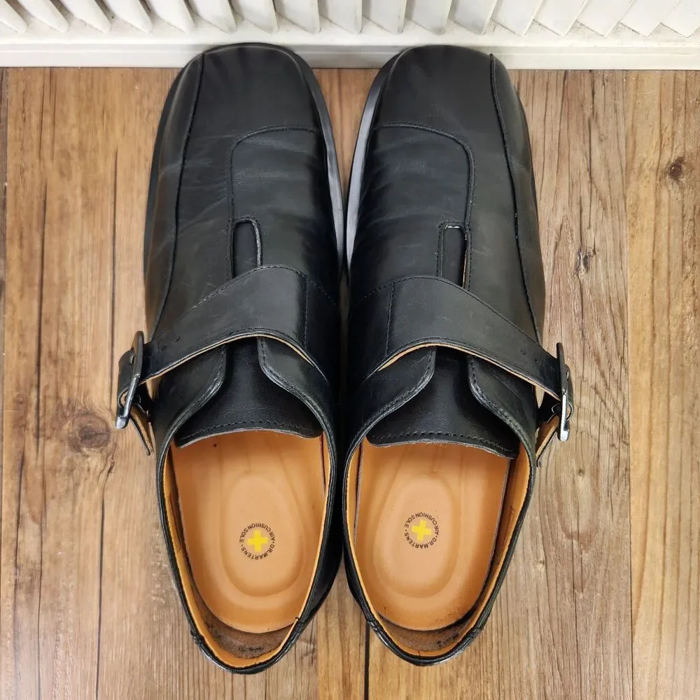 Dr Martens Monk Strap Loafers Mens Sz 10 Black Leather City Business Shoes 1C58